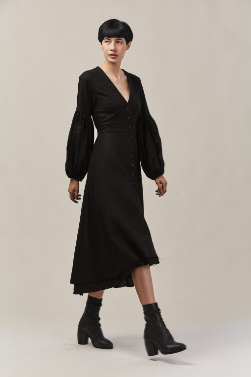black dress linen