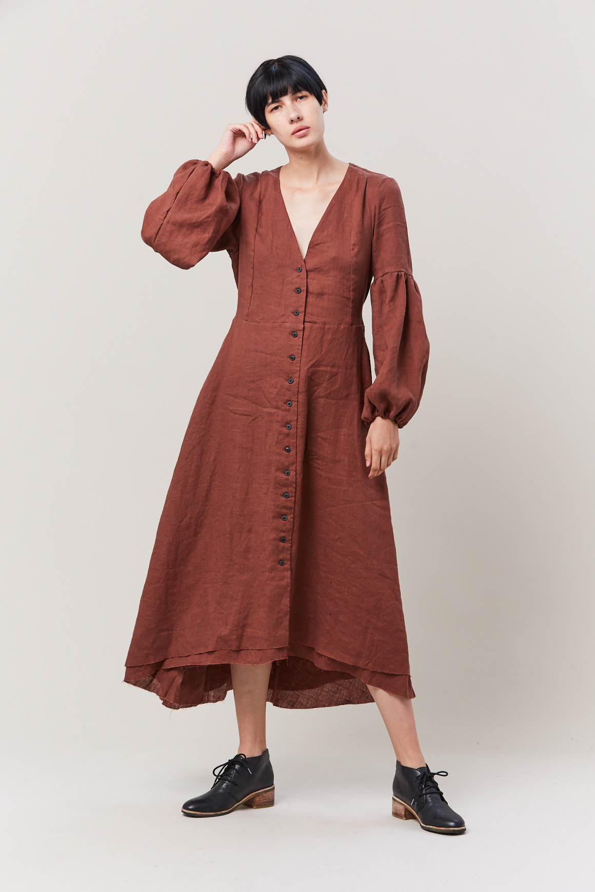 rust linen dress